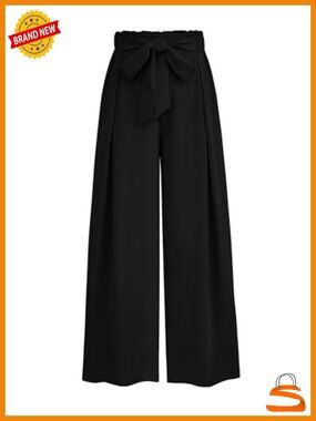 Women's Wide Leg Palazzo Work Dress Pants High Waisted Flowy Pull On
